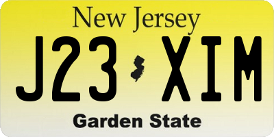 NJ license plate J23XIM