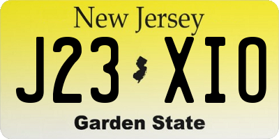 NJ license plate J23XIO