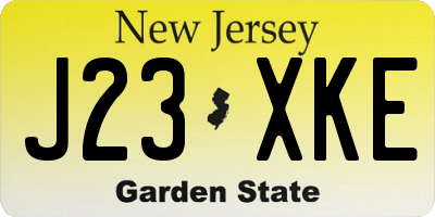 NJ license plate J23XKE