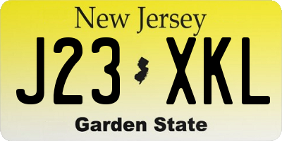 NJ license plate J23XKL