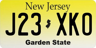 NJ license plate J23XKO