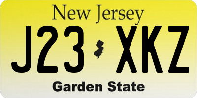 NJ license plate J23XKZ