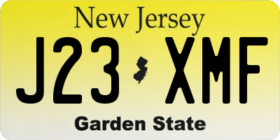 NJ license plate J23XMF