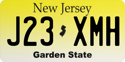 NJ license plate J23XMH