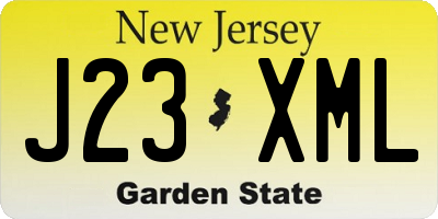 NJ license plate J23XML