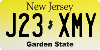 NJ license plate J23XMY
