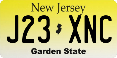NJ license plate J23XNC