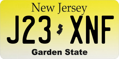 NJ license plate J23XNF