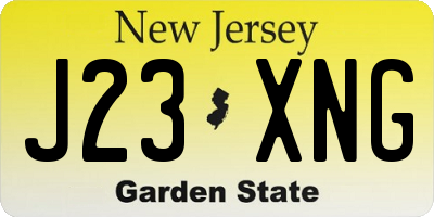 NJ license plate J23XNG