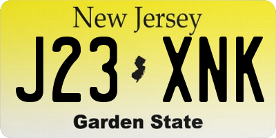 NJ license plate J23XNK