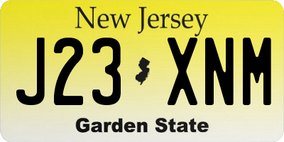NJ license plate J23XNM