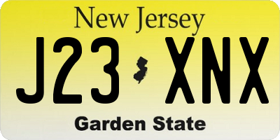 NJ license plate J23XNX