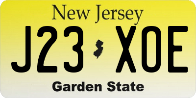 NJ license plate J23XOE
