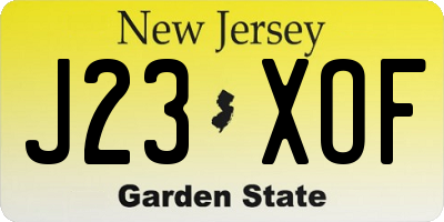 NJ license plate J23XOF