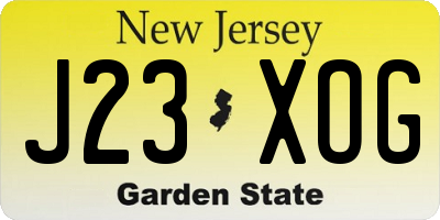 NJ license plate J23XOG