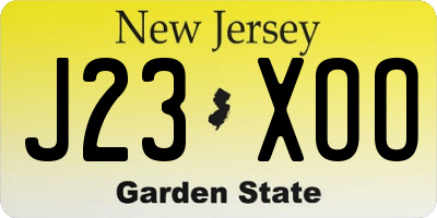 NJ license plate J23XOO