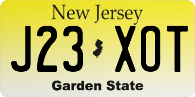 NJ license plate J23XOT