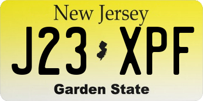NJ license plate J23XPF