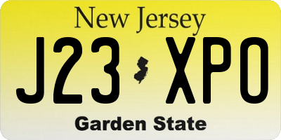 NJ license plate J23XPO