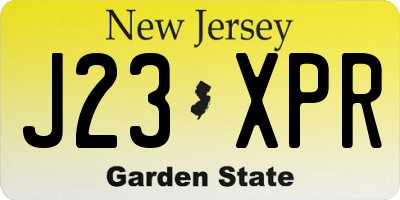 NJ license plate J23XPR