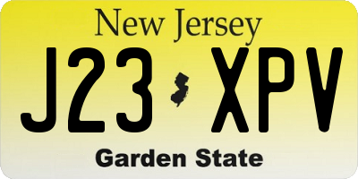 NJ license plate J23XPV