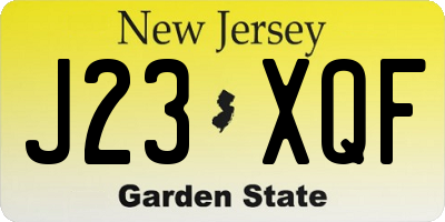 NJ license plate J23XQF