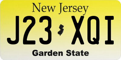 NJ license plate J23XQI