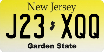 NJ license plate J23XQQ