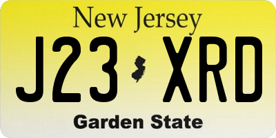 NJ license plate J23XRD