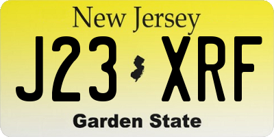 NJ license plate J23XRF