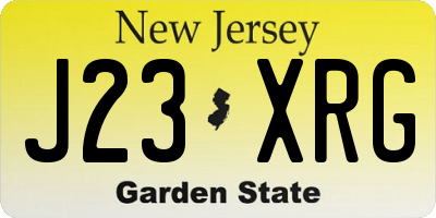 NJ license plate J23XRG
