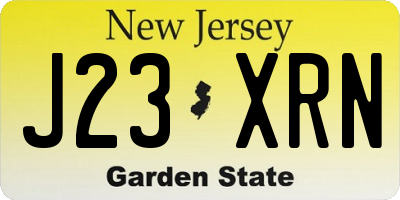 NJ license plate J23XRN