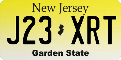 NJ license plate J23XRT