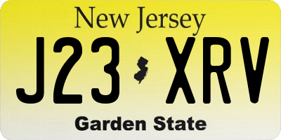 NJ license plate J23XRV