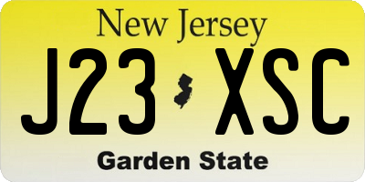 NJ license plate J23XSC