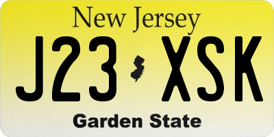 NJ license plate J23XSK