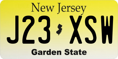 NJ license plate J23XSW