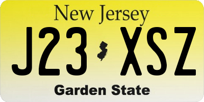 NJ license plate J23XSZ