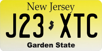 NJ license plate J23XTC