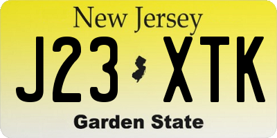 NJ license plate J23XTK