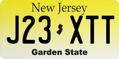 NJ license plate J23XTT