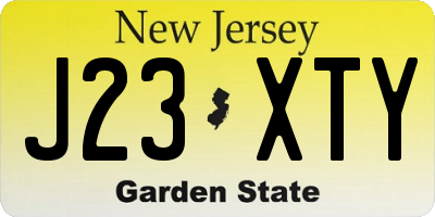 NJ license plate J23XTY