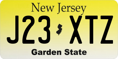 NJ license plate J23XTZ