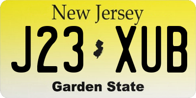 NJ license plate J23XUB