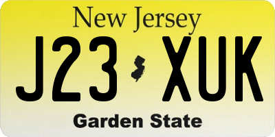 NJ license plate J23XUK