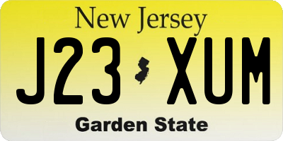 NJ license plate J23XUM