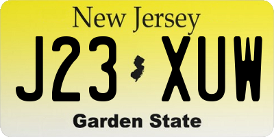 NJ license plate J23XUW