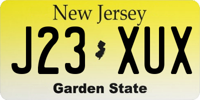 NJ license plate J23XUX