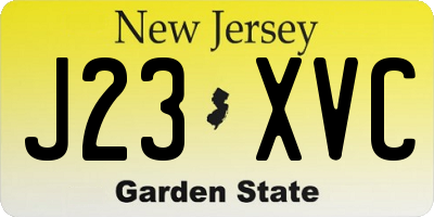 NJ license plate J23XVC