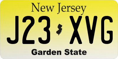 NJ license plate J23XVG